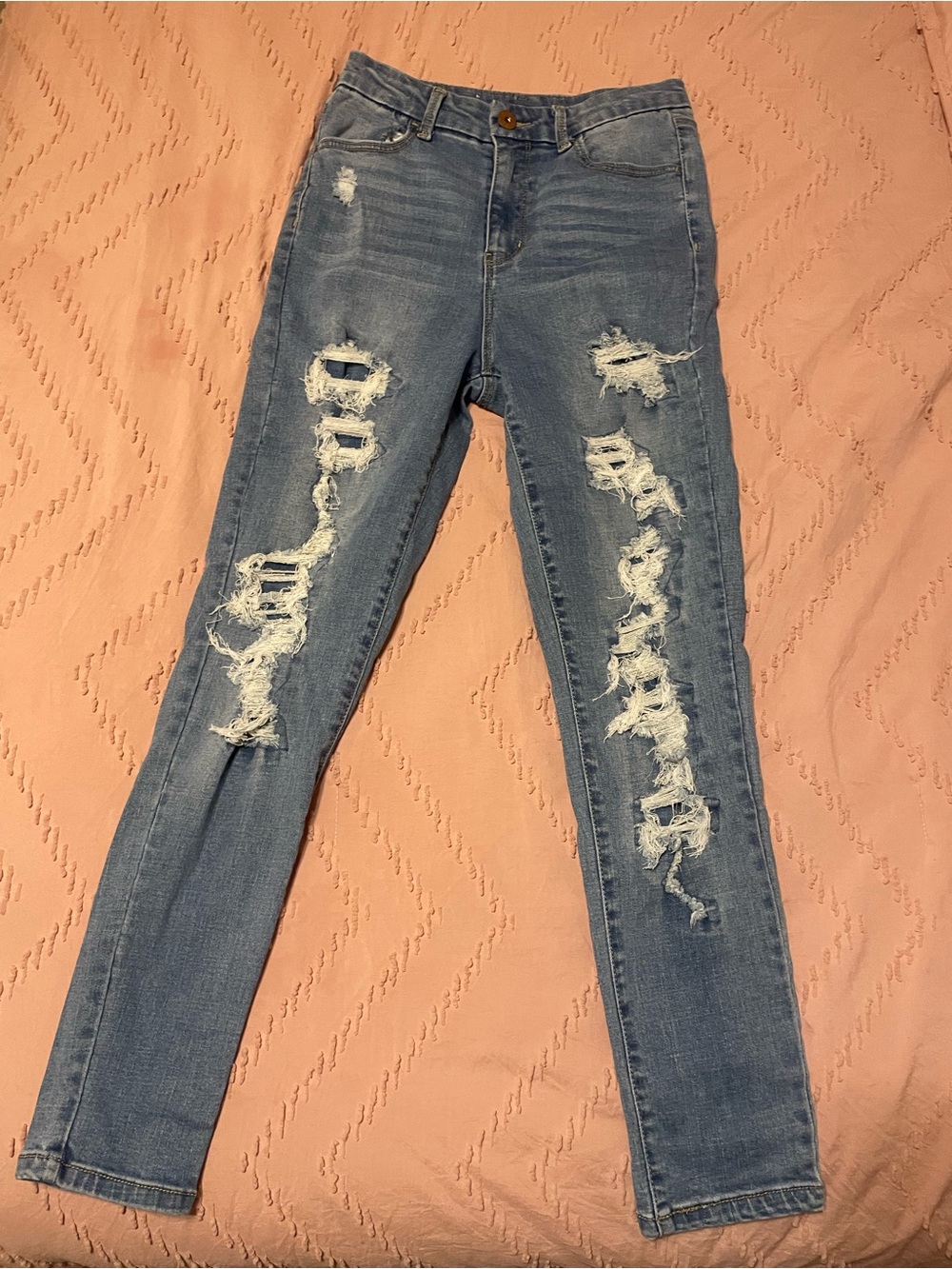 No Boundaries Light Blue Ripped Skinny Jeans